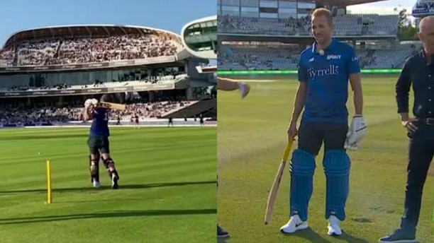 Harry Kane plays cricket at Lord's 