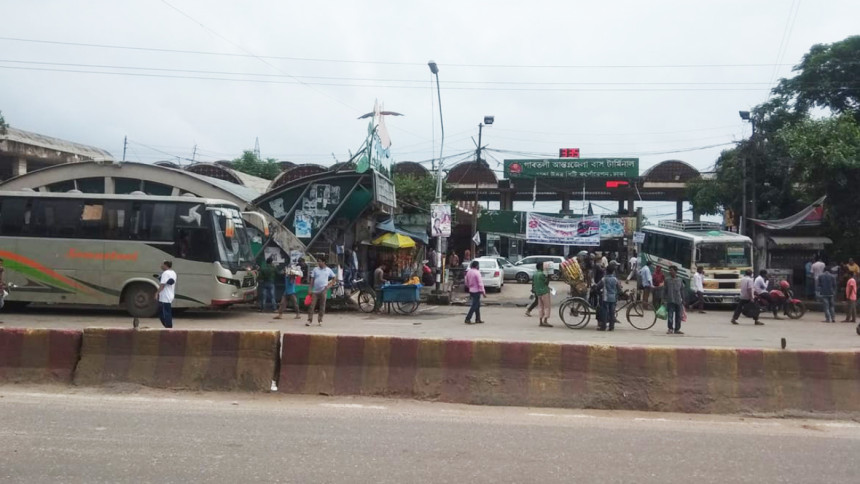 Dhaka Gabtoli Bus terminal standstill due to safe road protest Dhaka Gabtoli Bus terminal standstill due to safe road protest