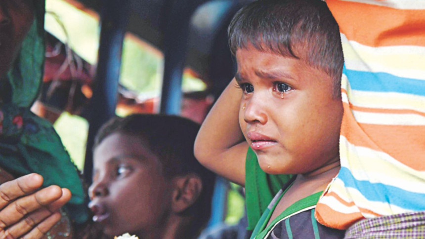 Rohingya child in tears Rohingya child in tears