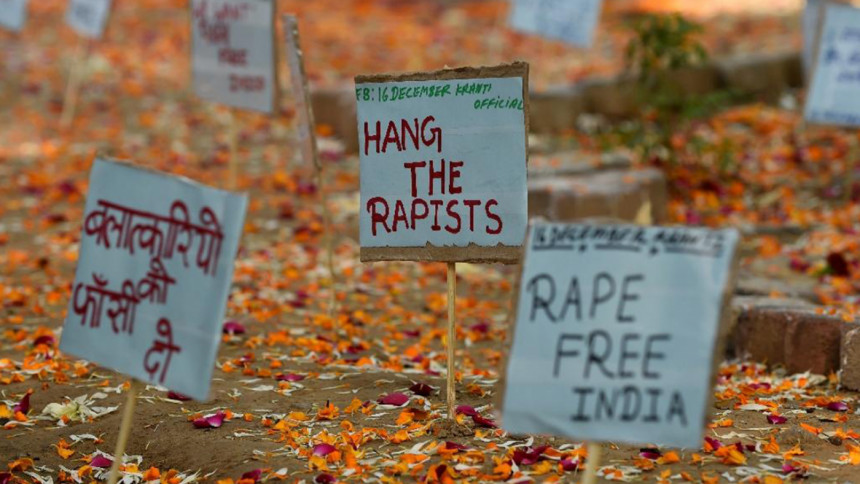 Placards against rape