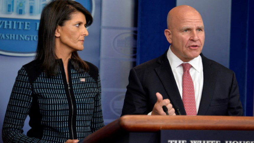 US National Security Adviser HR McMaster and UN Ambassador Nikki Haley at a White House briefing Donald Trump, North Korea, US, Nikki Haley, US National Security Adviser,