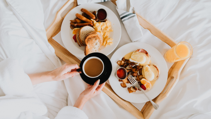 An image of breakfast in bed.