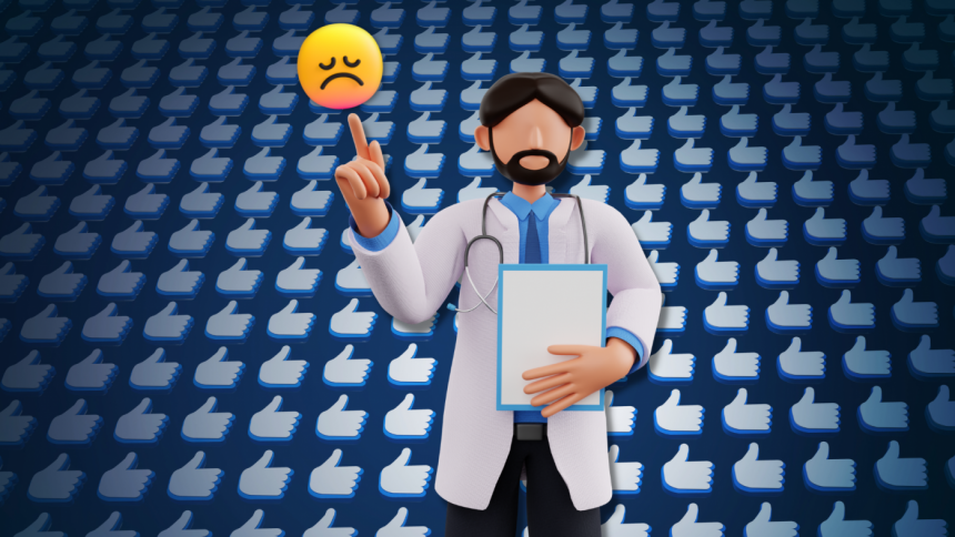 Photo of therapist with Facebook logo and emoji