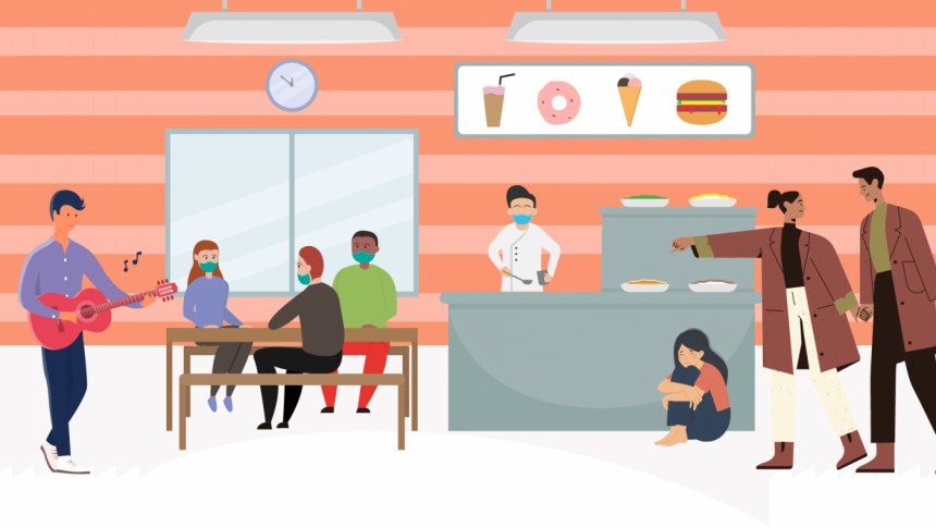Types of people you see in a university cafeteria Types of people you see in a university cafeteria