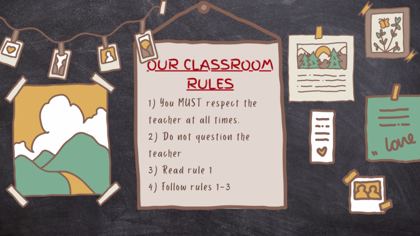 An illustration of a sign displaying classroom rules An illustration of a sign displaying classroom rules