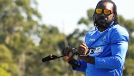 Chris Gayle training ahead of World Cup match