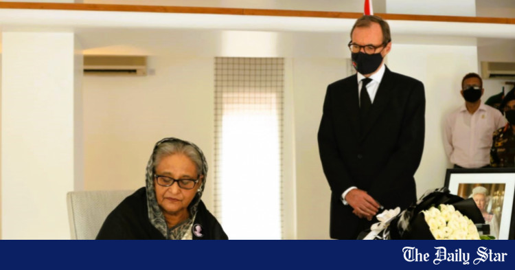 pm-hasina-pays-tribute-to-late-queen-at-british-high-commission-dhaka