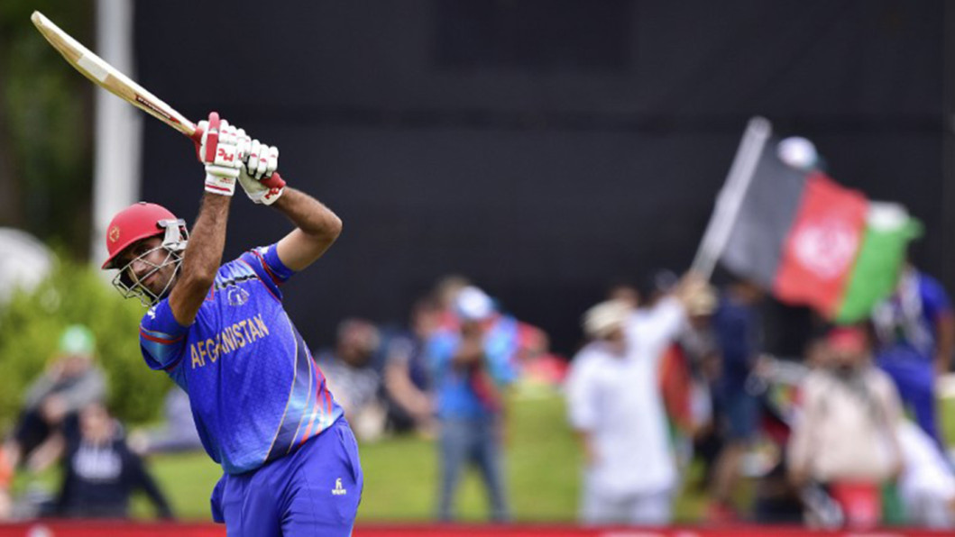 Afghanistan batsman Dawlat Zadran plays a shot Afghanistan batsman Dawlat Zadran plays a shot