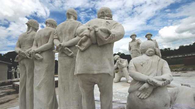 A sculpture depicting the killings of the intellectuals in 1971. 