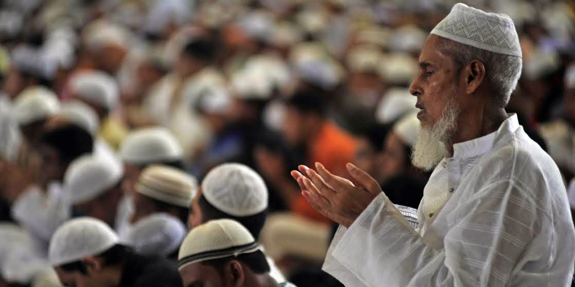 Muslims pray for peace and prosperity of the mankind after Eid-ul-Fitr prayers, observed on Tuesday . Photo: Firoz Ahmed