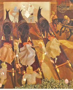 Stanley Spencer's Travoys Arriving with Wounded at a Dressing-Station (1919)
