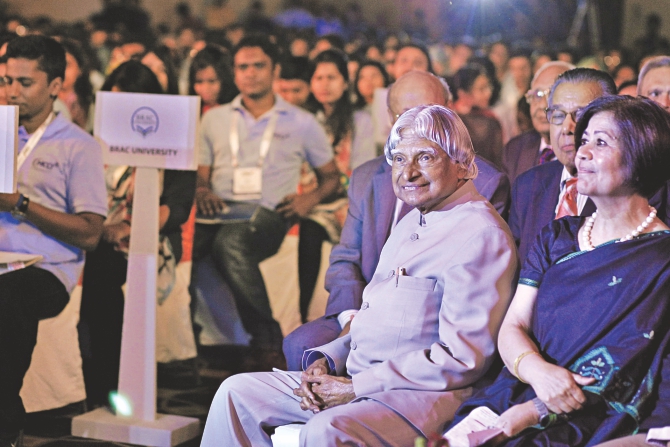 MCCI President Rokia Afzal Rahman sitting beside Abdul Kalam at the event. Photo: Star