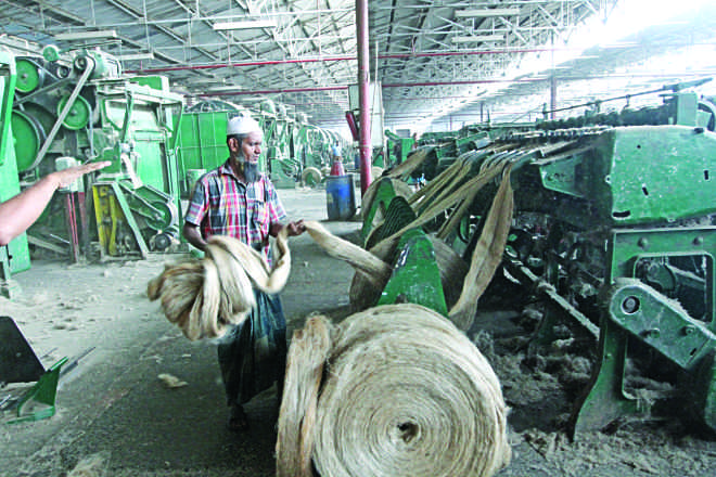 Along with the farmer the jute industry  too is riding a parallel storm.  Photo: Prabir Das
