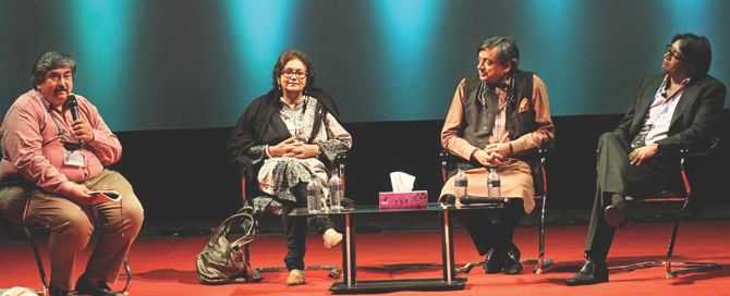 (L-R) Salil Tripathi, Namita Gokhale, Shashi Tharoor and Zia Haider at the session.  Photo: Ridwan Adid Rupon