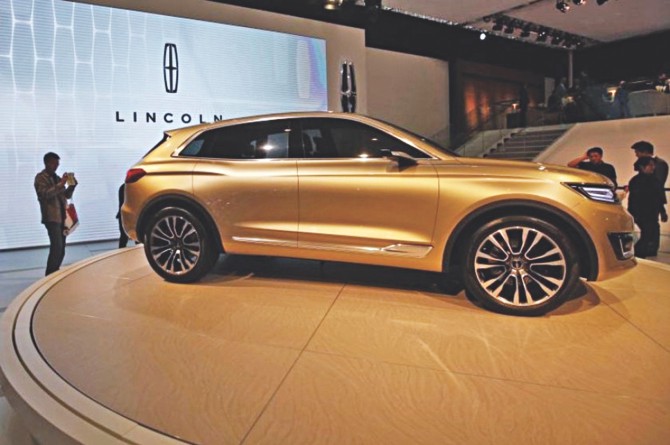 A Lincoln car is put on display at the ‘Auto China 2014’ exhibition in Beijing in April. Photo: AFP/File