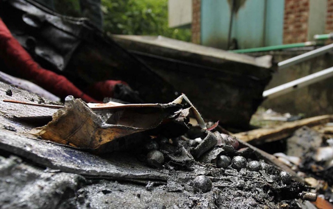 Metal balls of bearings among the debris after the explosion at Al Jamaiatul Ulum Al Islamia Madrasa in Lalkhan Bazar of Chittagong last year. Photo: File