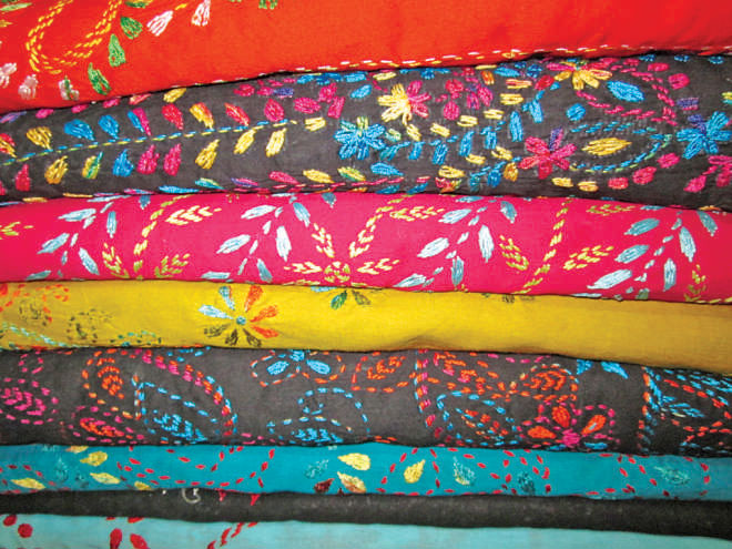 Colours and design have empowered the women of Jamalpur to take a leading role in bettering their families' futures and developing their communities. Photo: Endrew Eagle