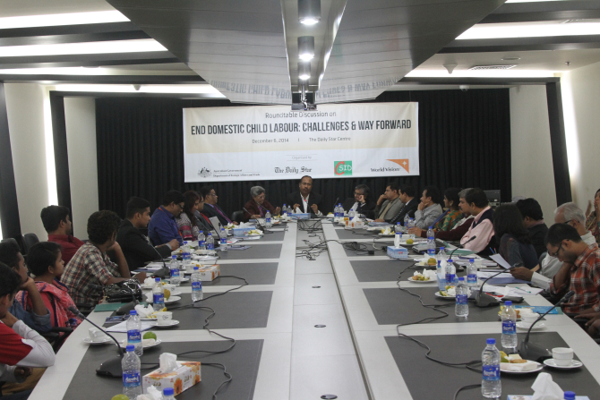 CSID and The Daily Star in cooperation with World Vision Bangladesh and AUSAID organized a roundtable on “End domestic child labour: Challenges and way forward” on December 6, 2014.  Here we publish a summary of the discussions. -Editor
