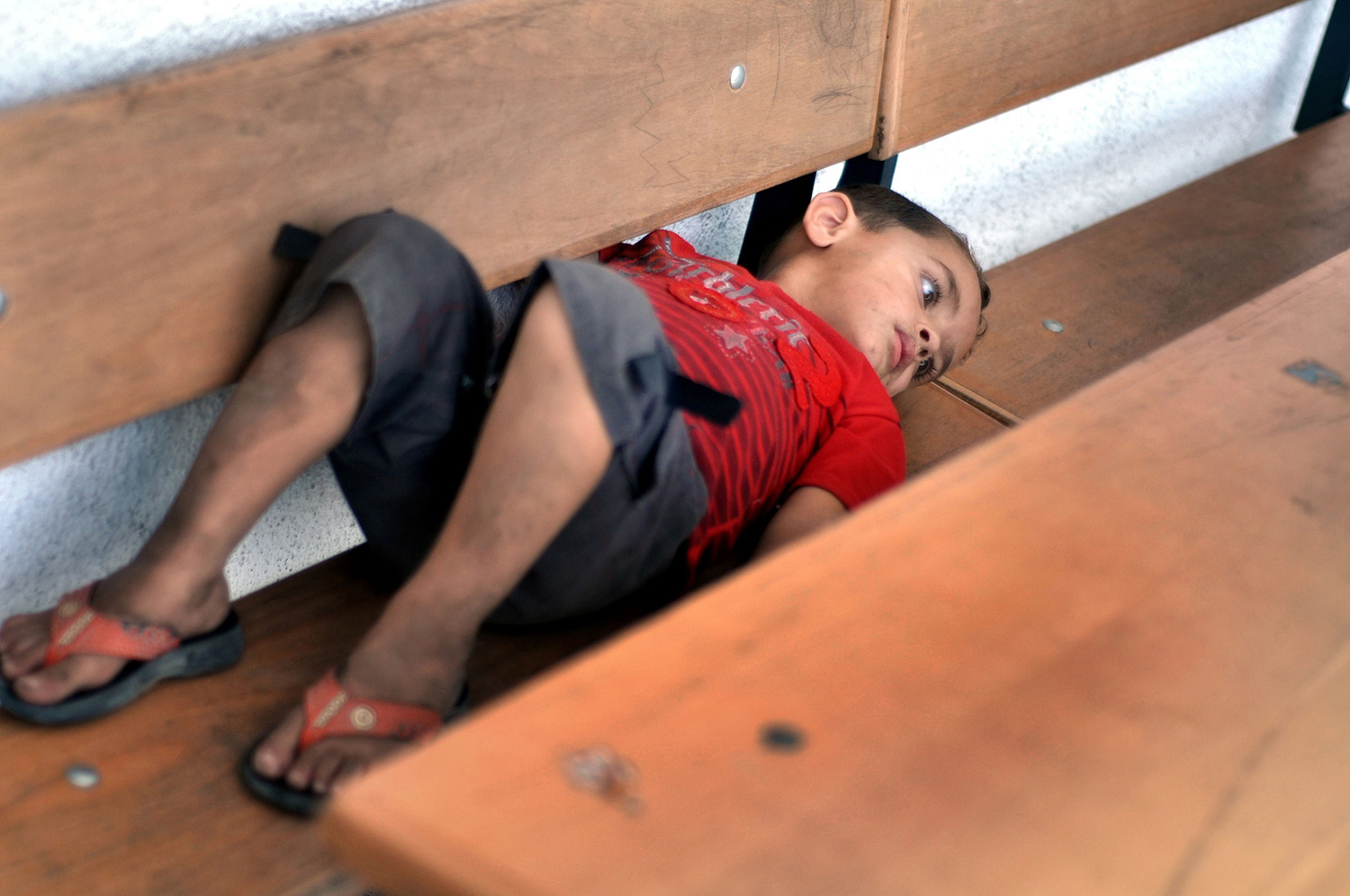 Most refugees fleeing from Israeli air strikes have found shelter in a school of UNRWA in Gaza City, Gaza on July 13, 2014. Photo: Getty Images
