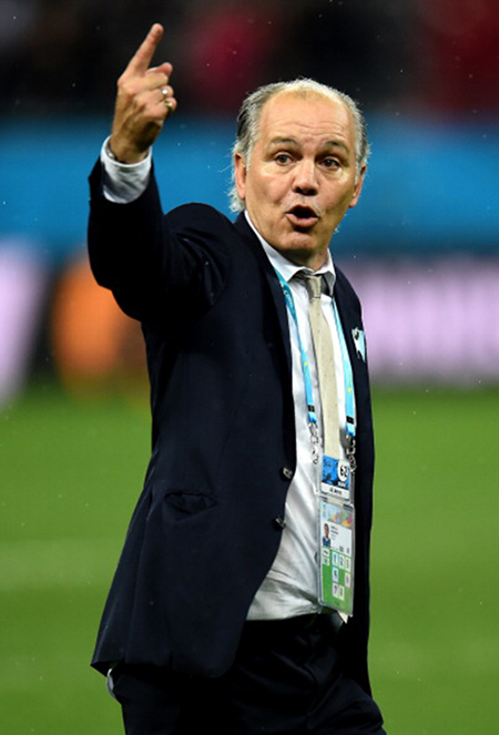 Coach Alejandro Sabella of Argentina celebrates the win on penalties after the 2014 FIFA World Cup Brazil Semi Final match between Netherlands and Argentina at Arena de Sao Paulo on July 9, 2014 in Sao Paulo, Brazil. Photo: Getty Images
